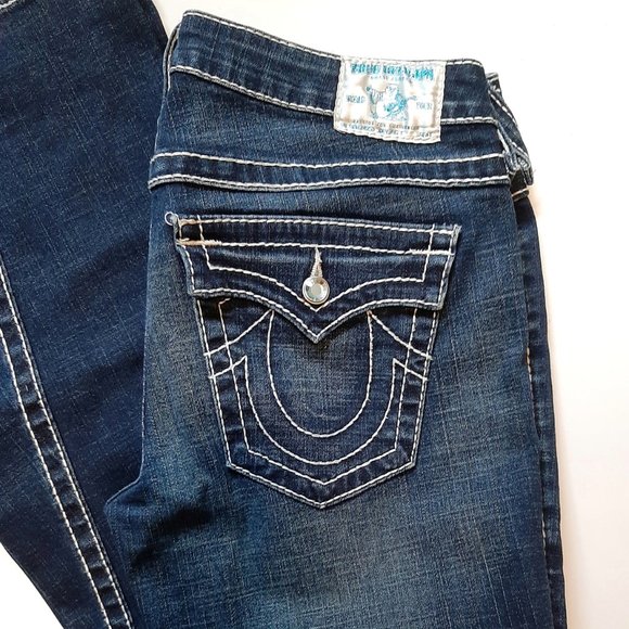 True Religion Dark Wash Bell Bottom Flare Leg Jeans SZ 31 - Picture 3 of 11